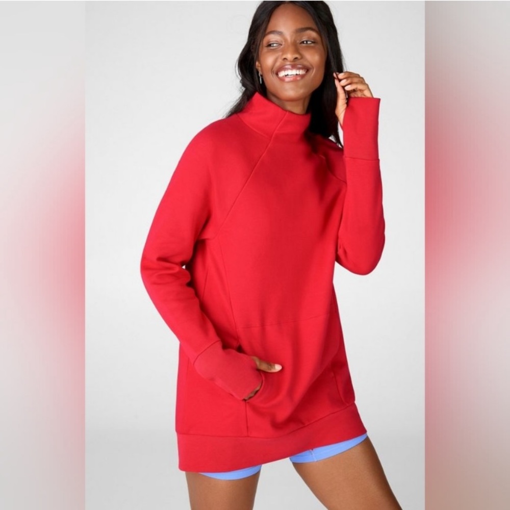 Fabletics Zaylee Funnel Neck Tunic II in Persimmon size medium